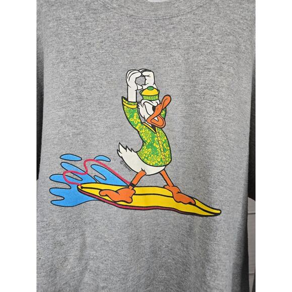 C Port Vintage Oregon Ducks Donald Surfing Crewneck Sweater Sz L #V - Picture 2 of 7
